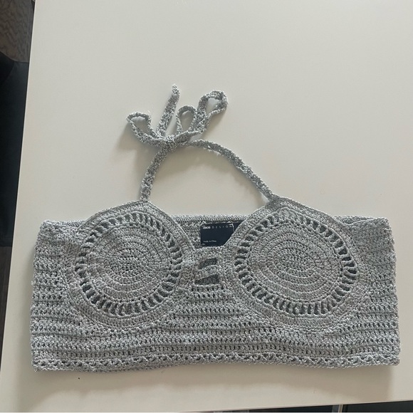 ASOS Crochet Bralette in Metallic Yarn Silver - Picture 2 of 5